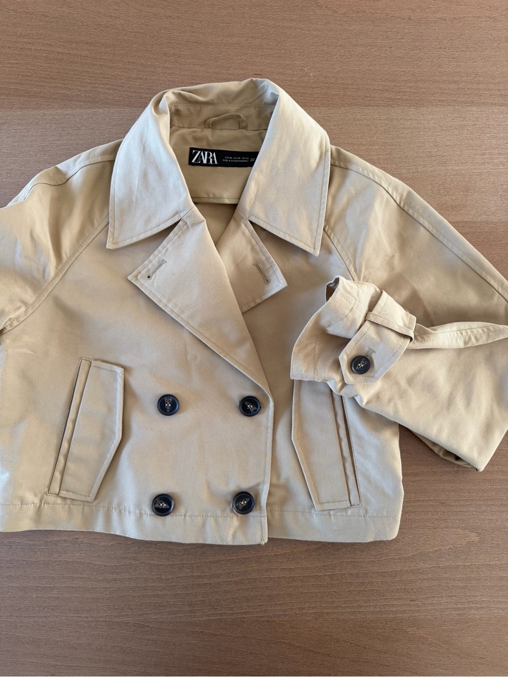 Zara Women’s Beige Cropped Trench Coat Jacket XS, oversized fit